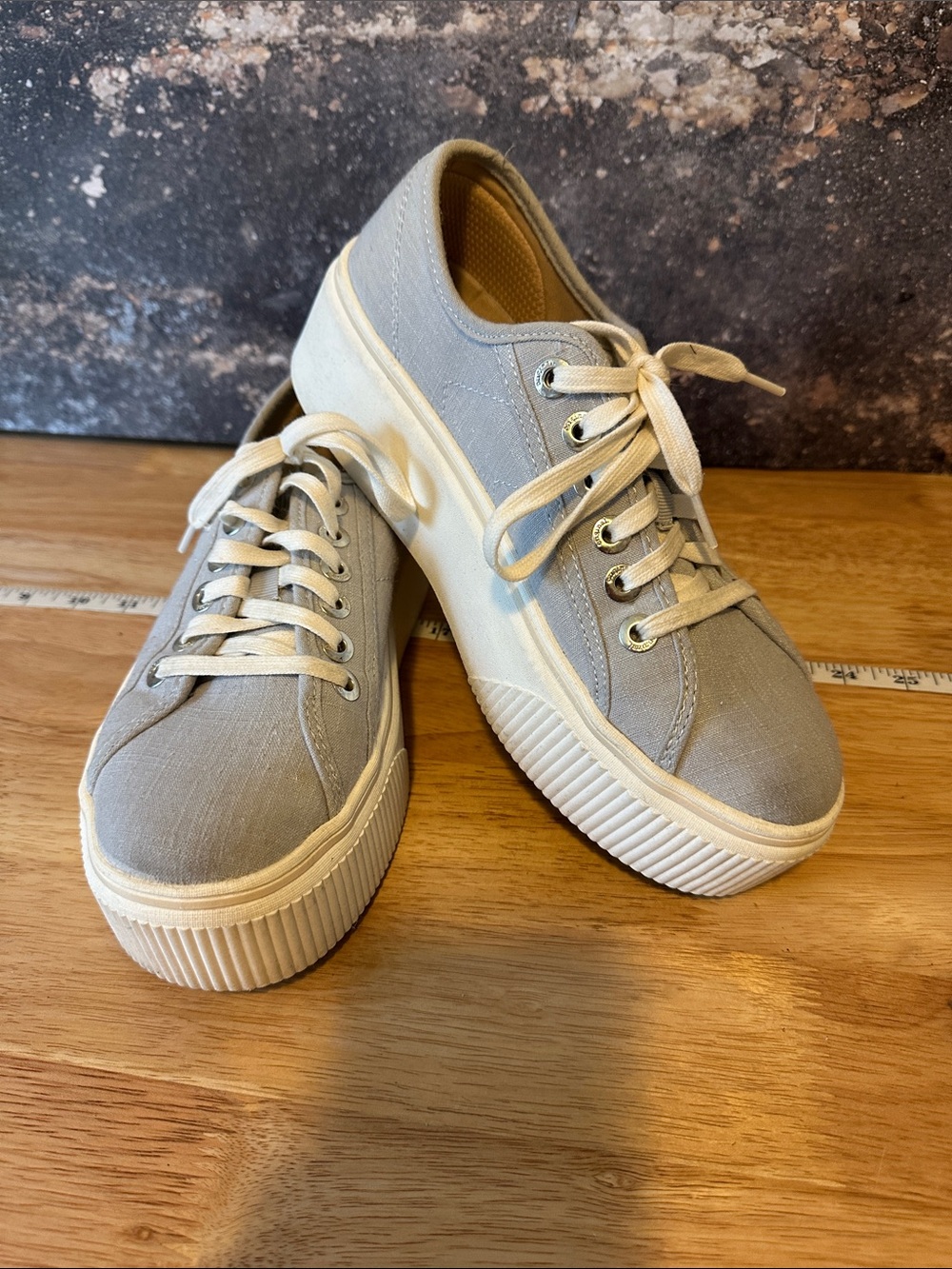 Dr. Scholl's Light Gray Canvas Platform Sneakers